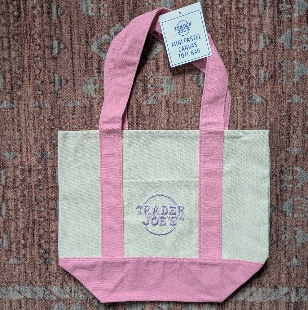 Trader Joe's Mini Pastel Canvas Tote Bag *Limited Edition* Pink 🩷 NWT